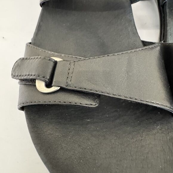 Aravon Black Leather Orthopedic Sandals Women 10 B Slingback Wide Strap Comfort - Picture 9 of 15